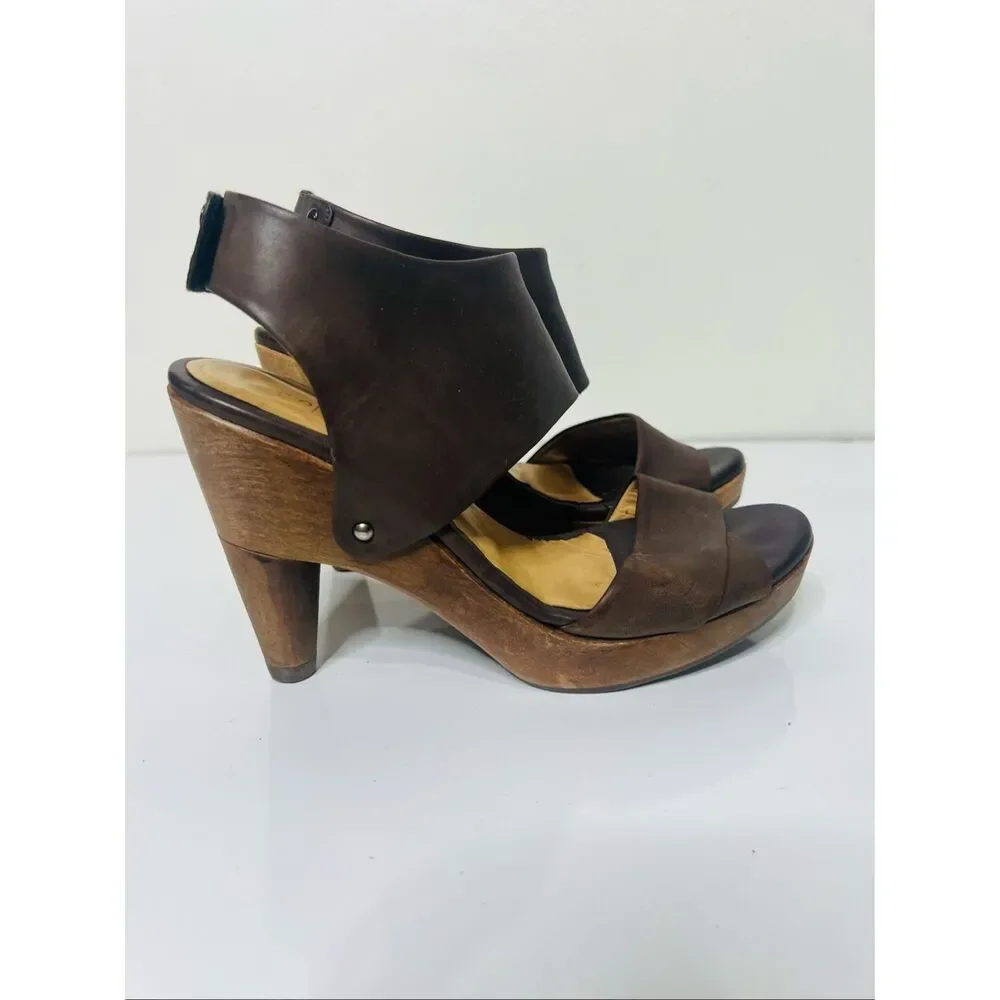Coclico Women's LEather Limin Platform Sandal Sz 37 Heel 4.5